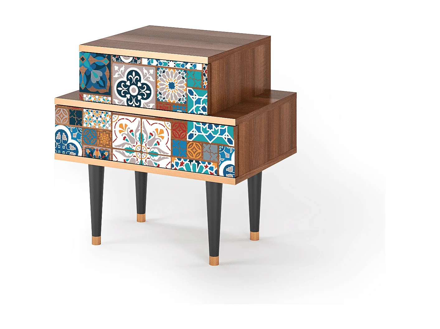 Criado-mudo - 58х58х41 cm - NS1 - Moroccan Market, Nogueira