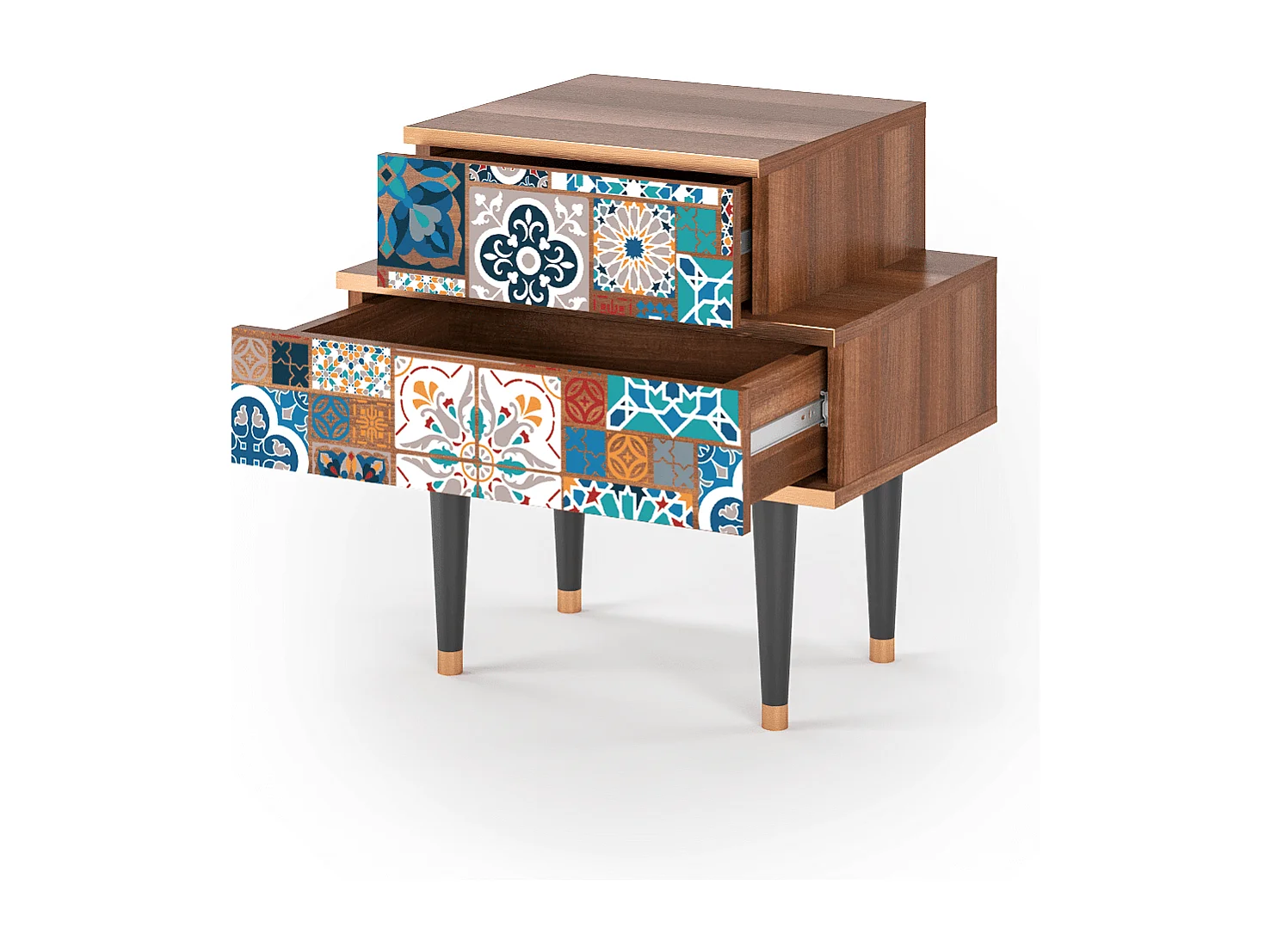 Criado-mudo - 58х58х41 cm - NS1 - Moroccan Market, Nogueira