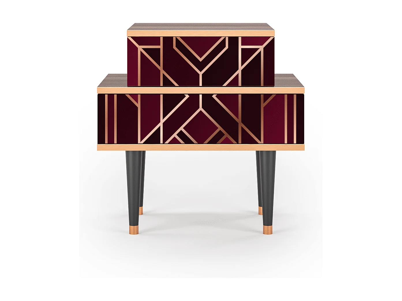 Stolik nocny - 58х58х41 cm - NS1 - Burgundy Jewelery, Orzech