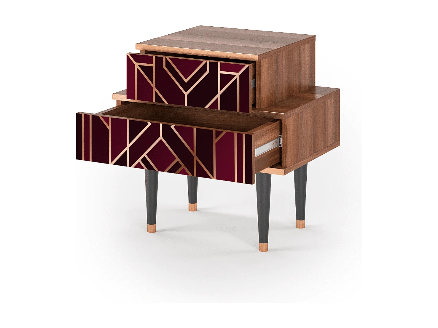 Stolik nocny - 58х58х41 cm - NS1 - Burgundy Jewelery, Orzech