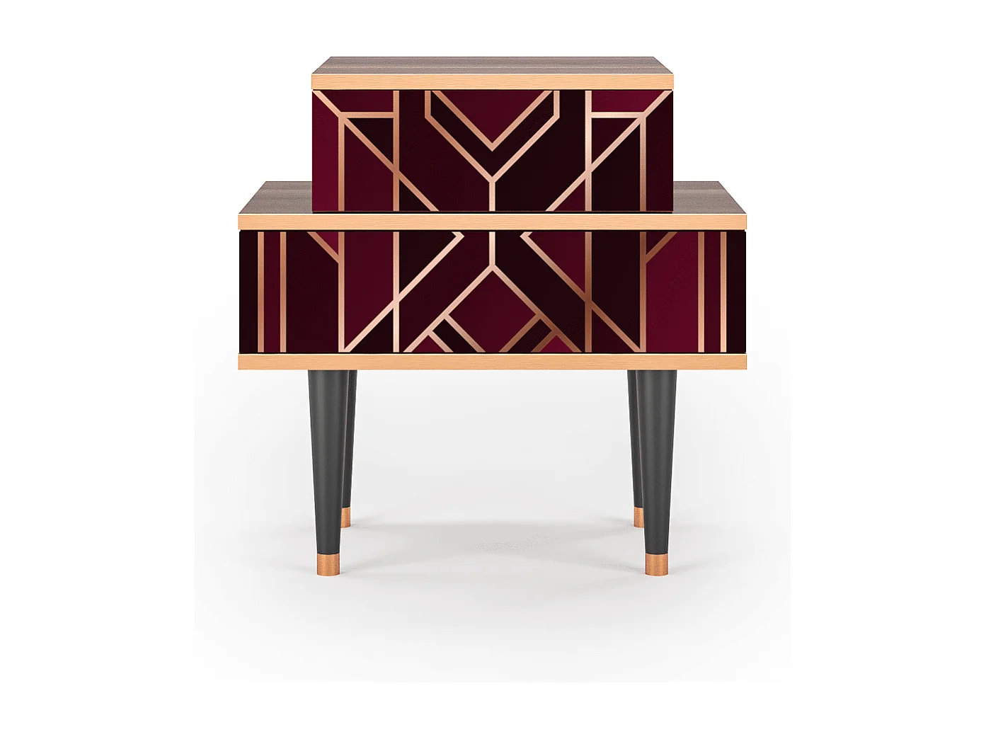 Stolik nocny - 58х58х41 cm - NS1 - Burgundy Jewelery, Orzech