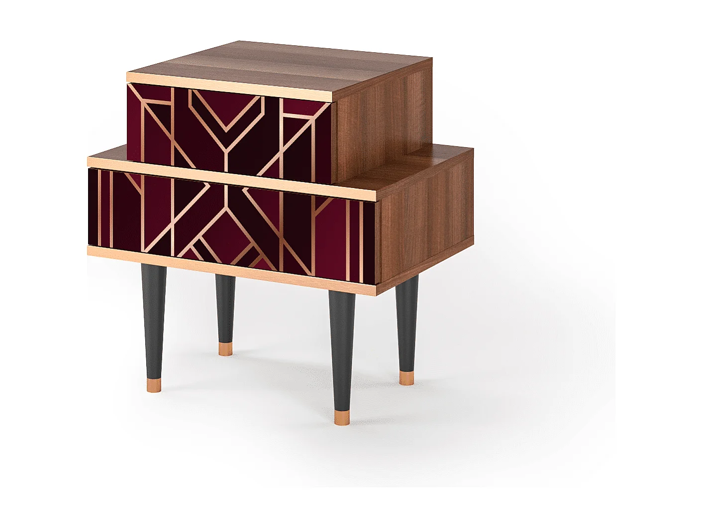 Stolik nocny - 58х58х41 cm - NS1 - Burgundy Jewelery, Orzech