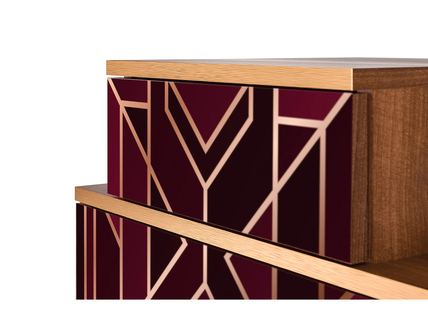 Stolik nocny - 58х58х41 cm - NS1 - Burgundy Jewelery, Orzech