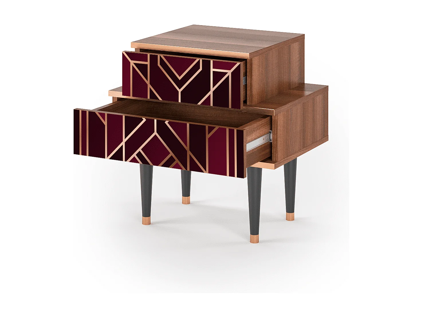 Stolik nocny - 58х58х41 cm - NS1 - Burgundy Jewelery, Orzech