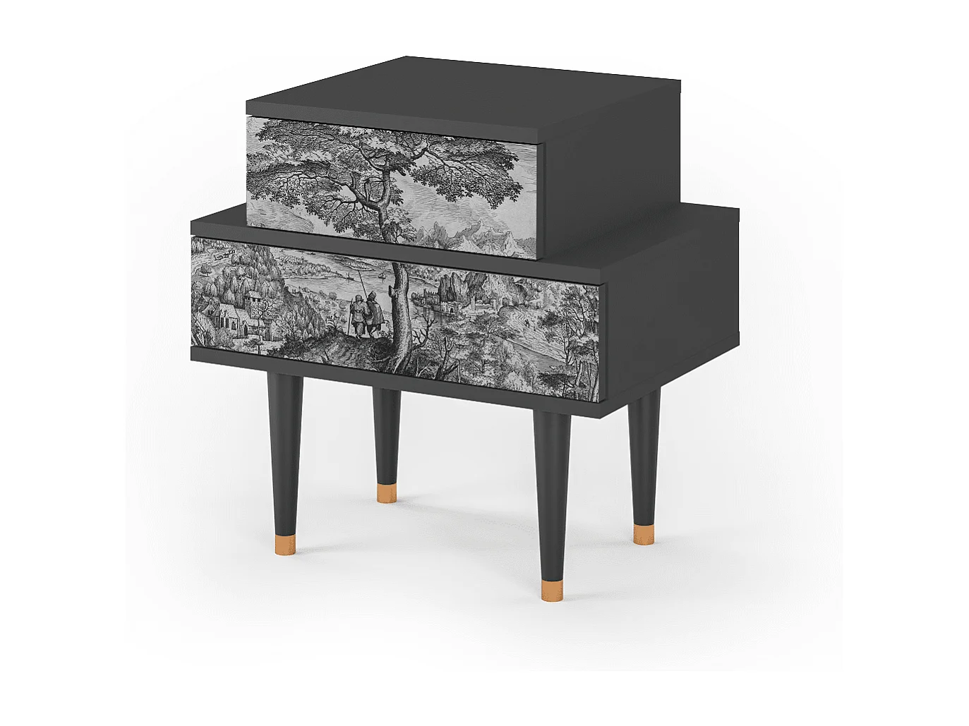 Stolik nocny - 58х58х41 cm - NS1 - Milites Requiescentes, Antracyt