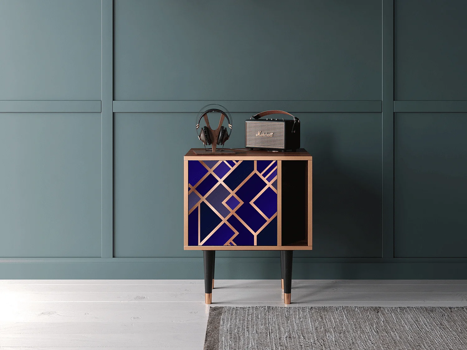 Criado-mudo - 57х69х48 cm - S2 - Aquamarine Getsby, Nogueira