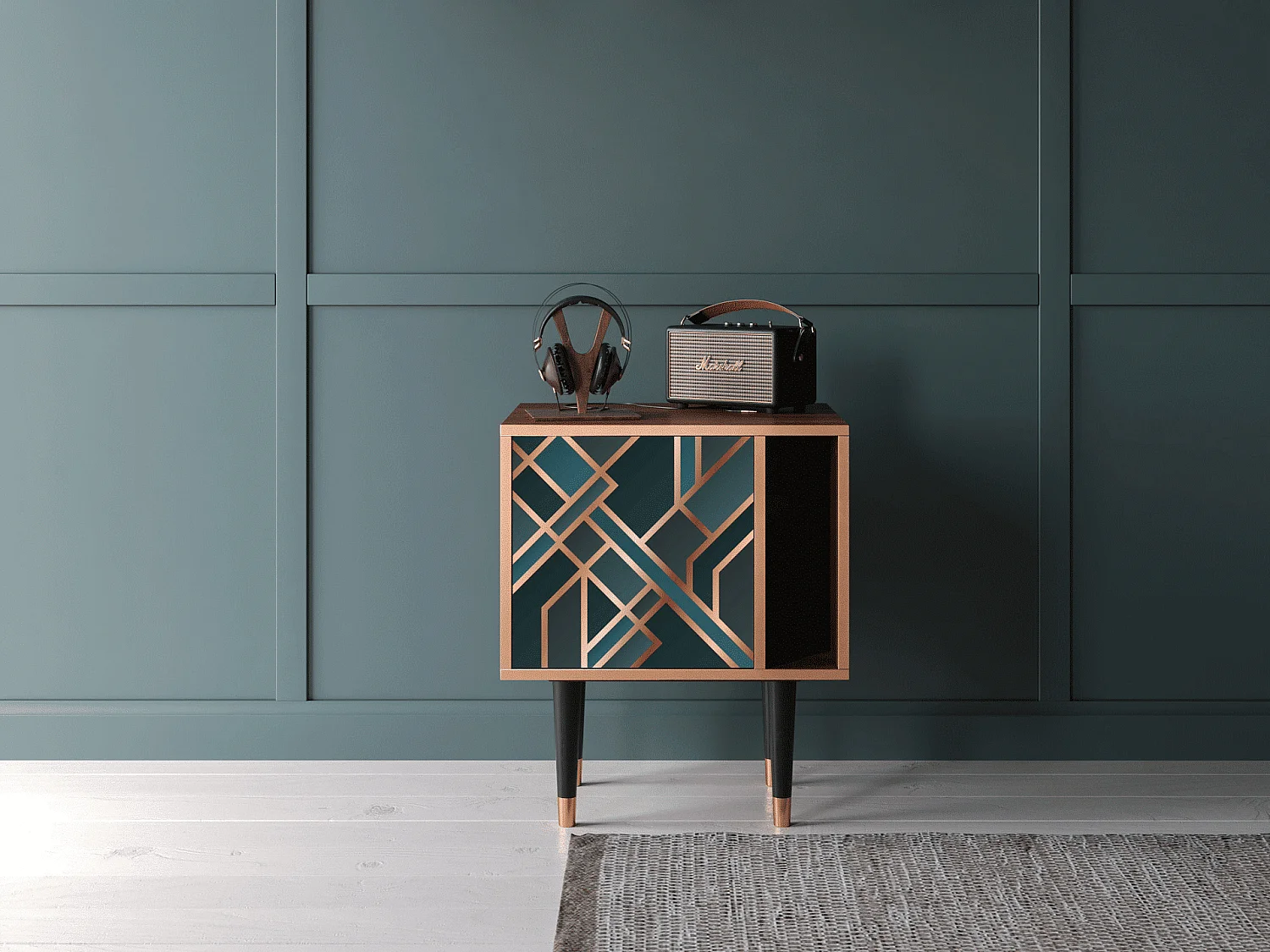 Stolik nocny - 57х69х48 cm - S2 - Bronze Crossroad, Orzech