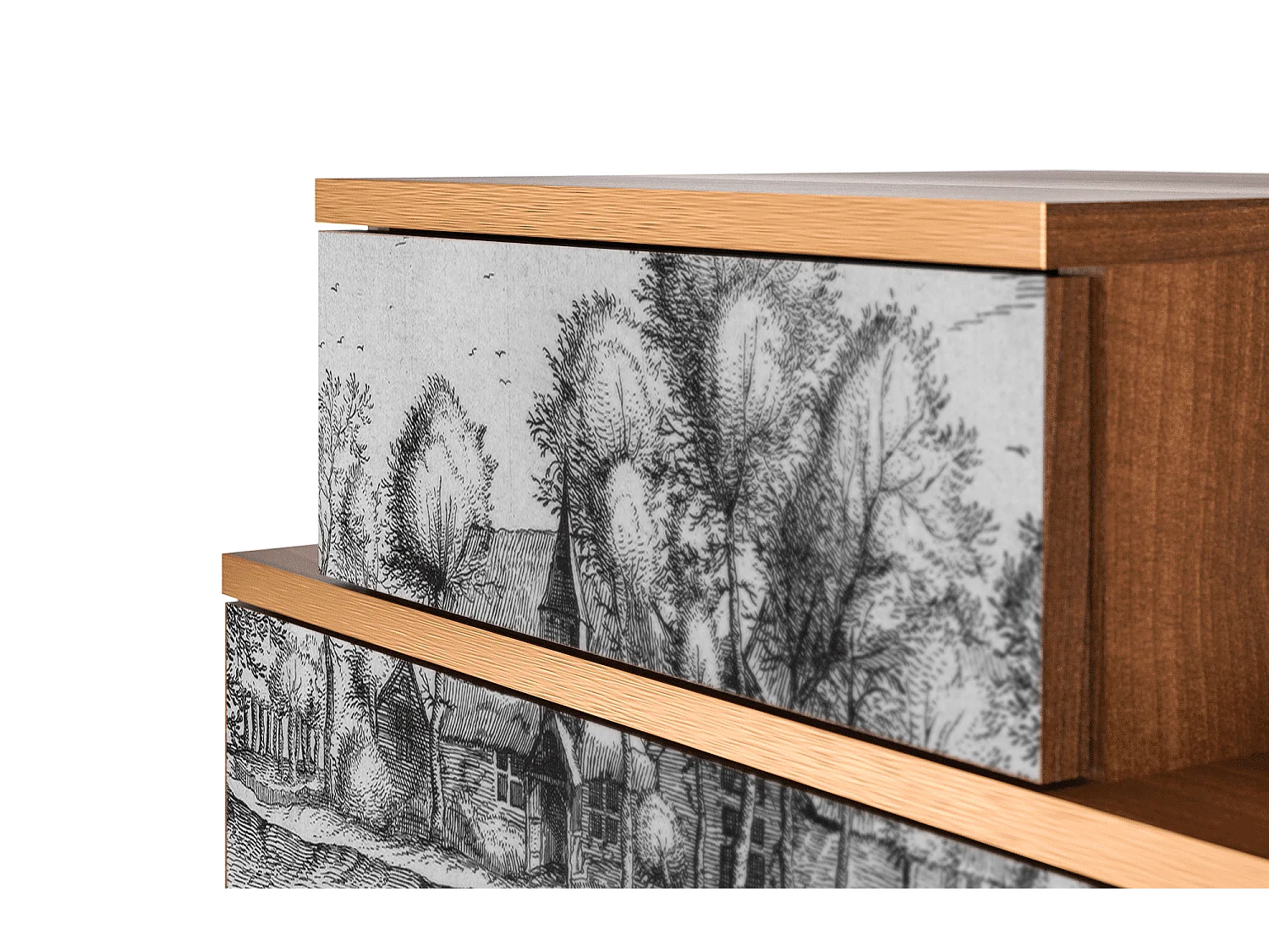 Stolik nocny - 58х58х41 cm - NS1 - A Pond, Orzech