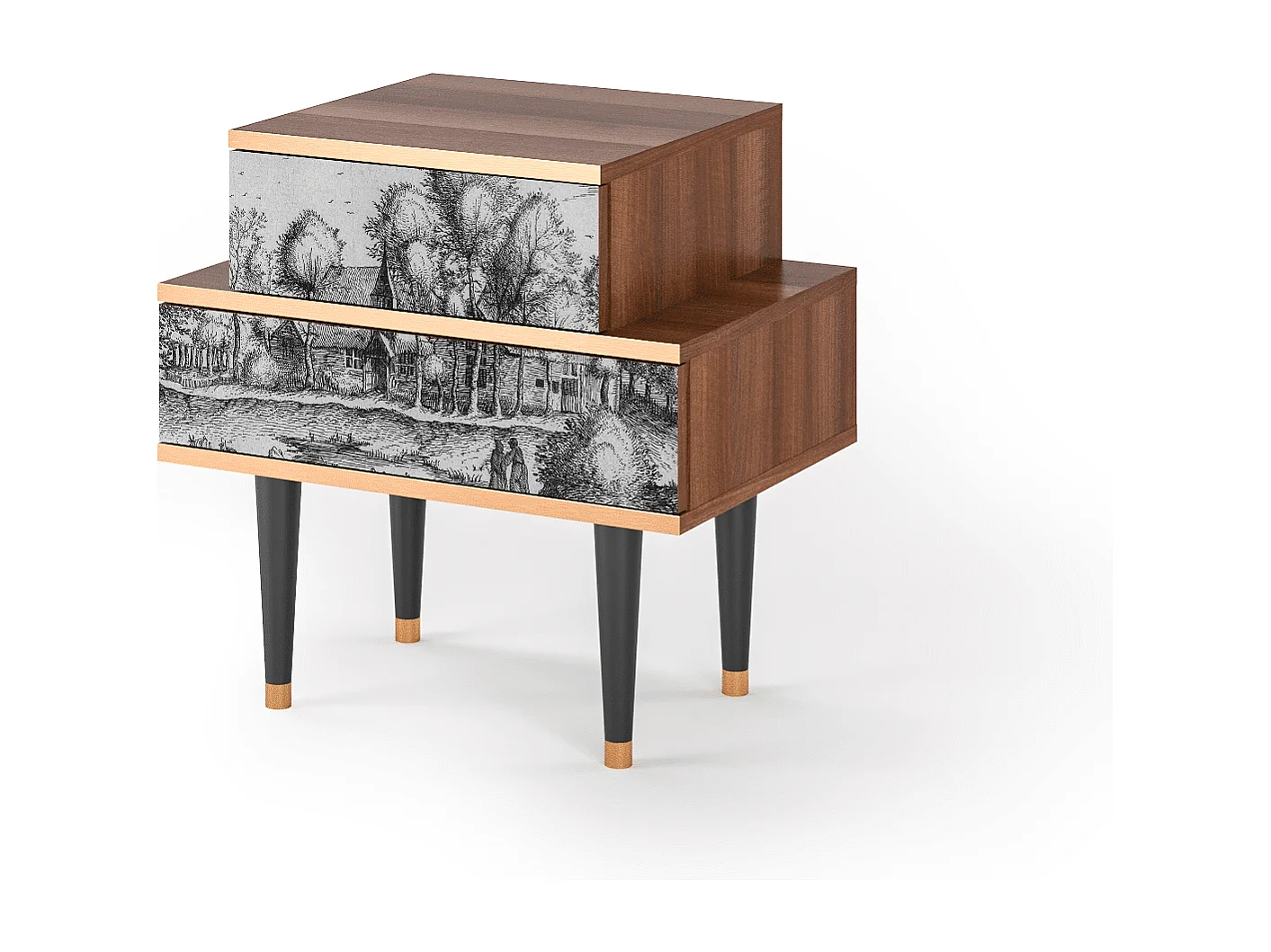 Table de nuit - 58х58х41 cm - NS1 - A Pond, Noyer