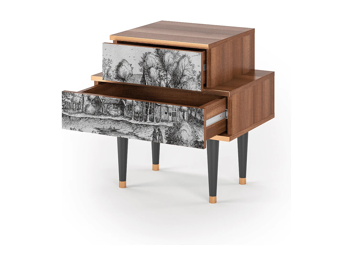 Table de nuit - 58х58х41 cm - NS1 - A Pond, Noyer