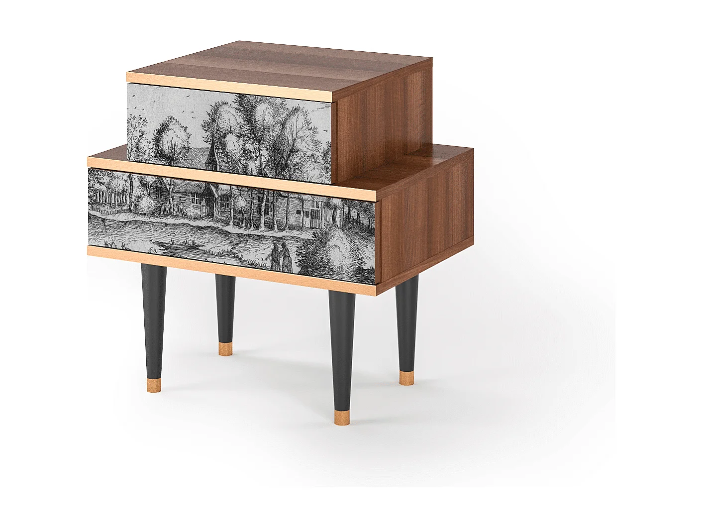 Stolik nocny - 58х58х41 cm - NS1 - A Pond, Orzech