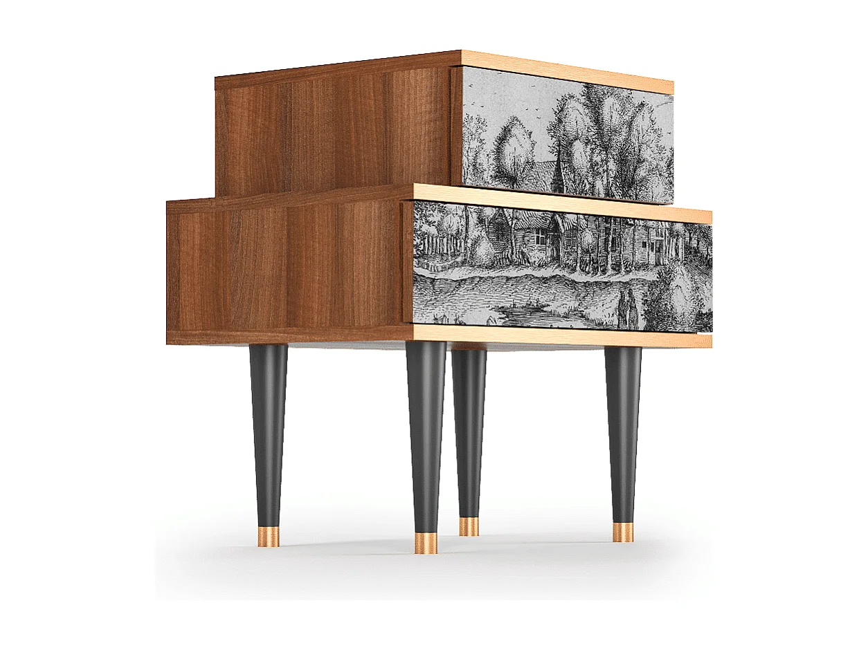 Stolik nocny - 58х58х41 cm - NS1 - A Pond, Orzech