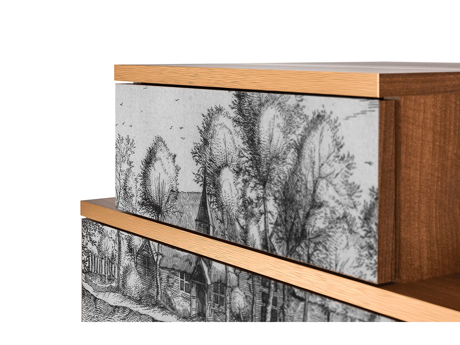 Stolik nocny - 58х58х41 cm - NS1 - A Pond, Orzech