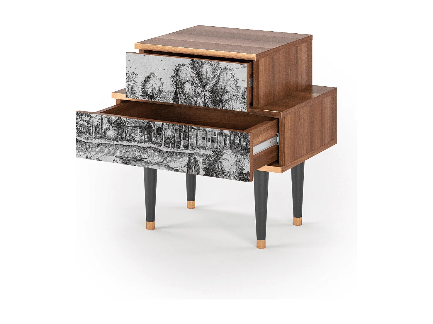 Stolik nocny - 58х58х41 cm - NS1 - A Pond, Orzech