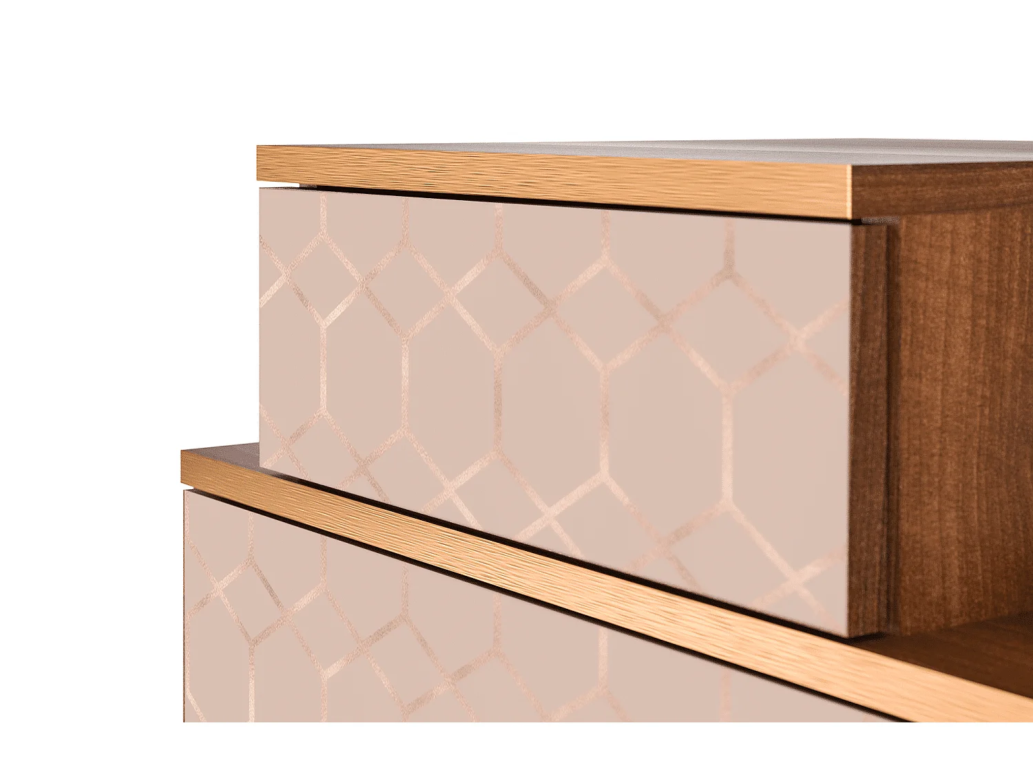 Table de nuit - 58х58х41 cm - NS1 - Rose Honeycomb, Noyer