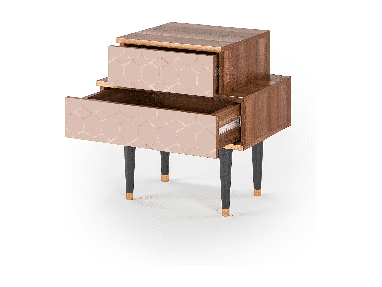 Table de nuit - 58х58х41 cm - NS1 - Rose Honeycomb, Noyer