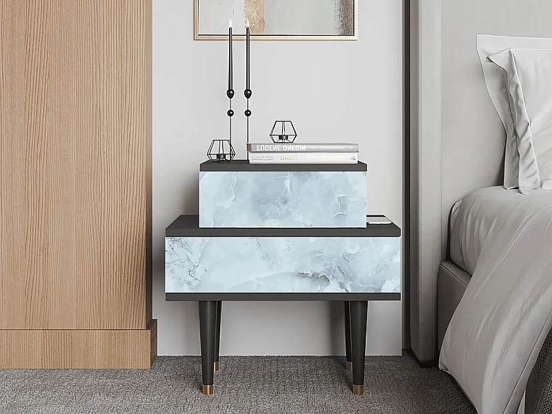 Stolik nocny - 58х58х41 cm - NS1 - Glacial Colour, Antracyt