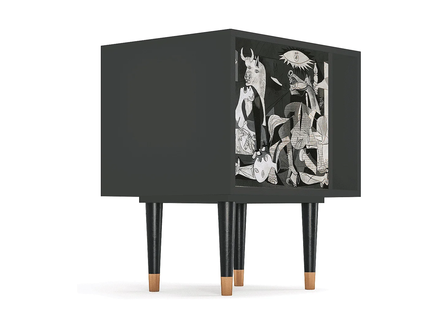 Stolik nocny - 57х69х48 cm - S2 - Guernica by Picasso, Antracyt