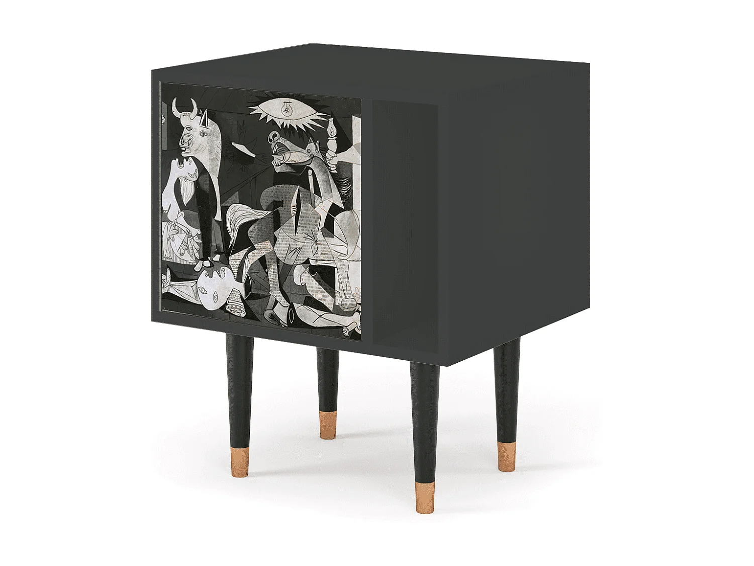 Stolik nocny - 57х69х48 cm - S2 - Guernica by Picasso, Antracyt