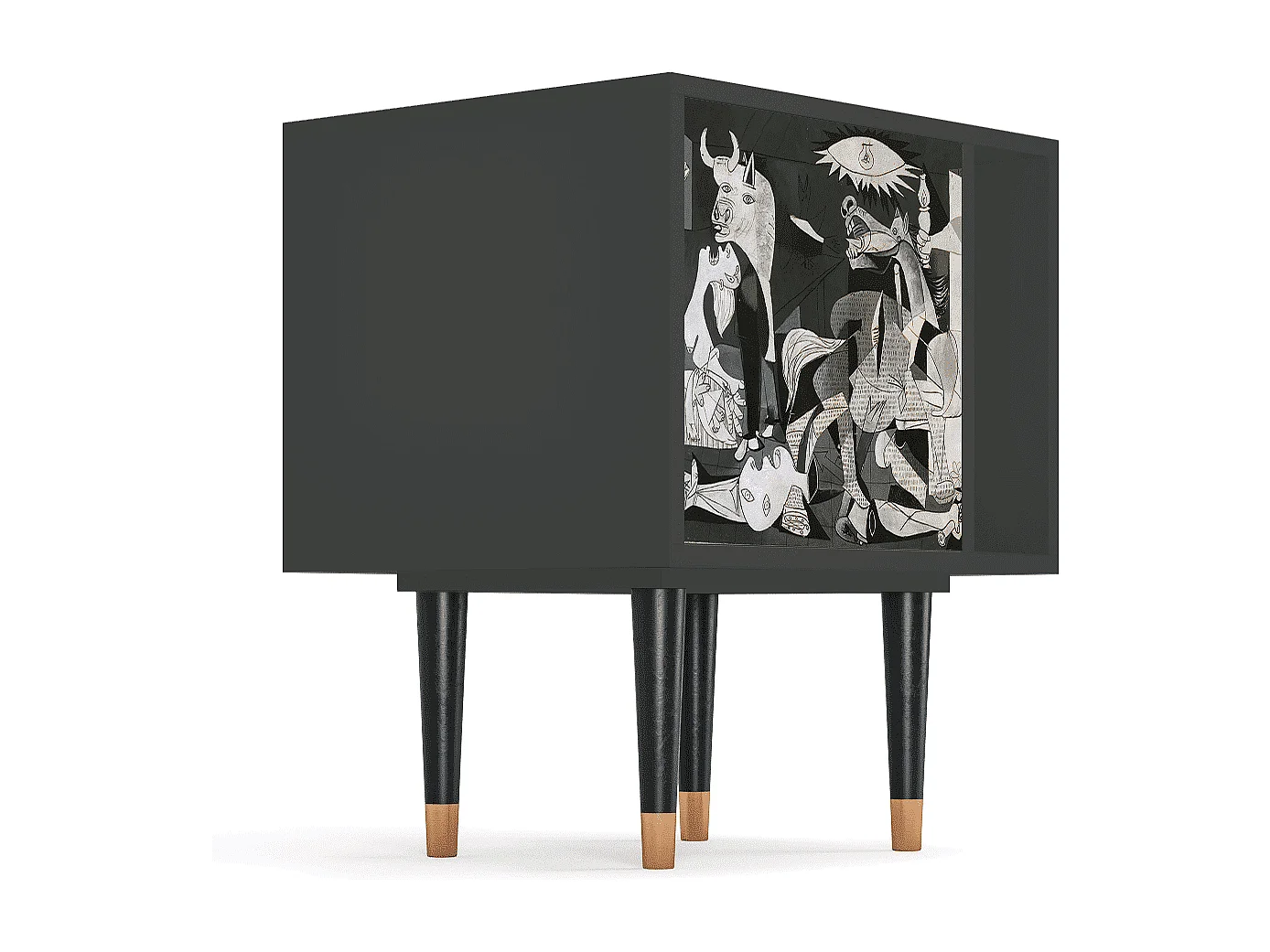 Stolik nocny - 57х69х48 cm - S2 - Guernica by Picasso, Antracyt