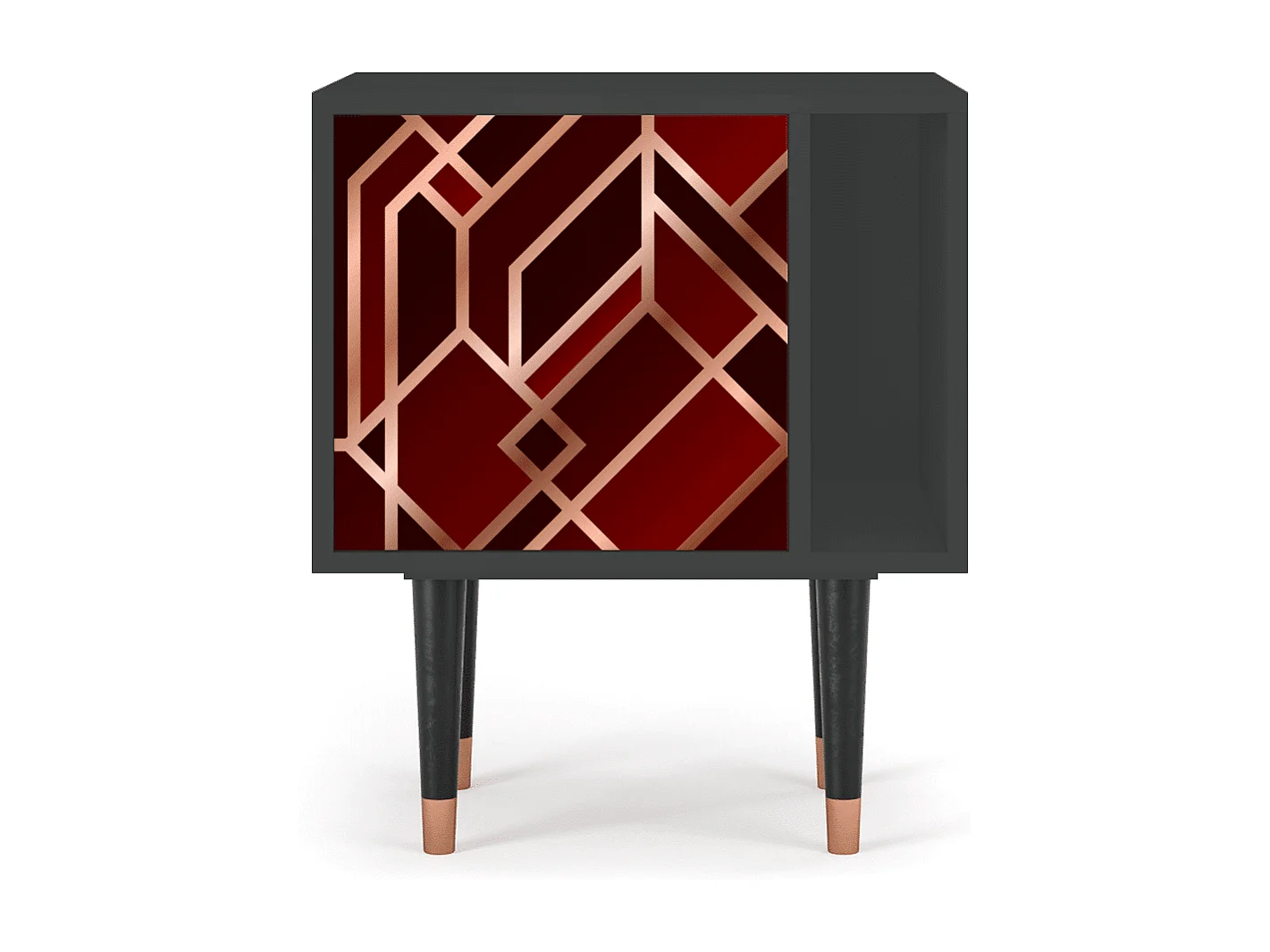 Stolik nocny - 57х69х48 cm - S2 - Velvet 1920's, Antracyt