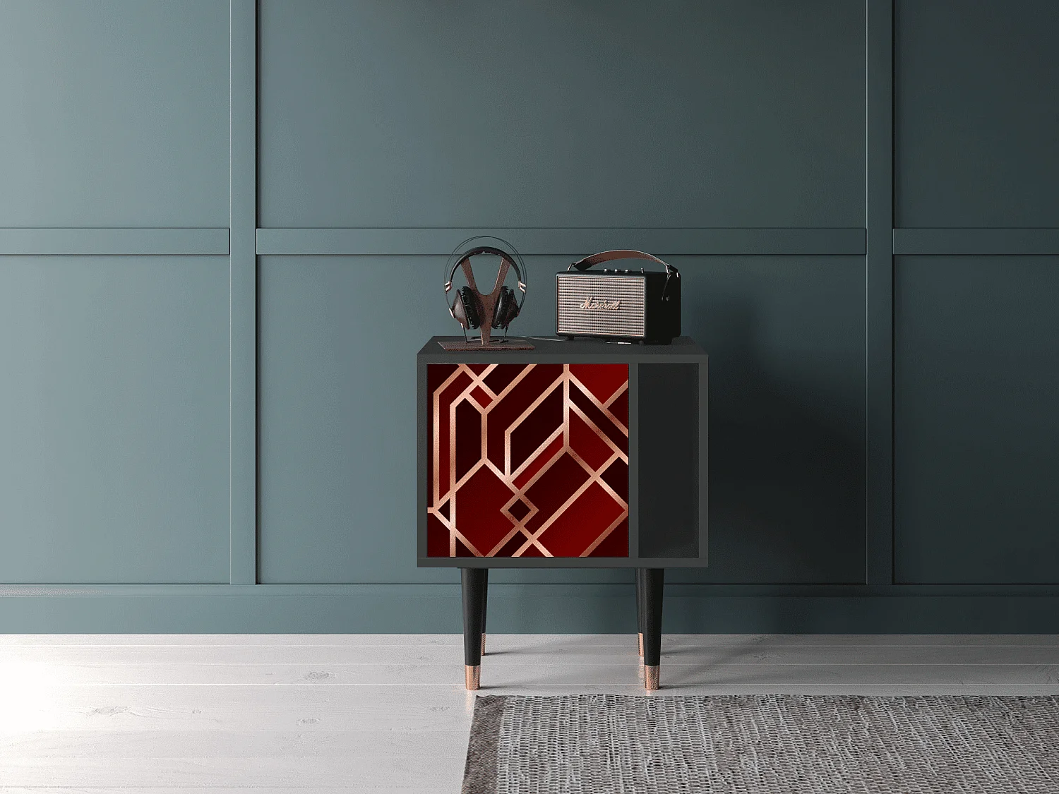 Stolik nocny - 57х69х48 cm - S2 - Velvet 1920's, Antracyt