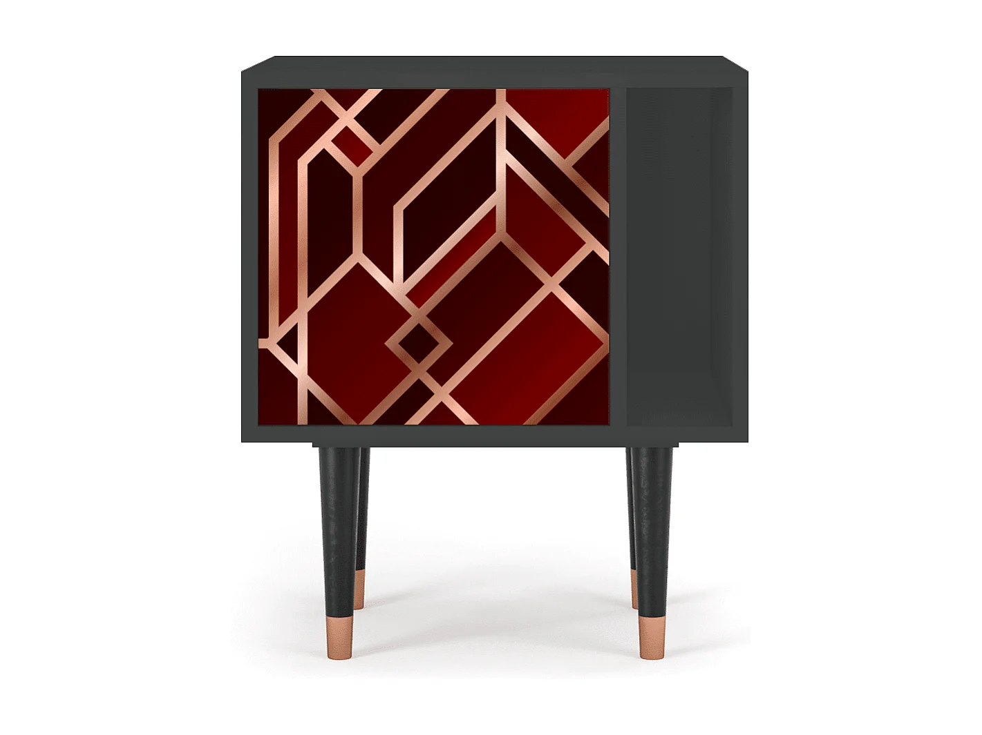 Stolik nocny - 57х69х48 cm - S2 - Velvet 1920's, Antracyt