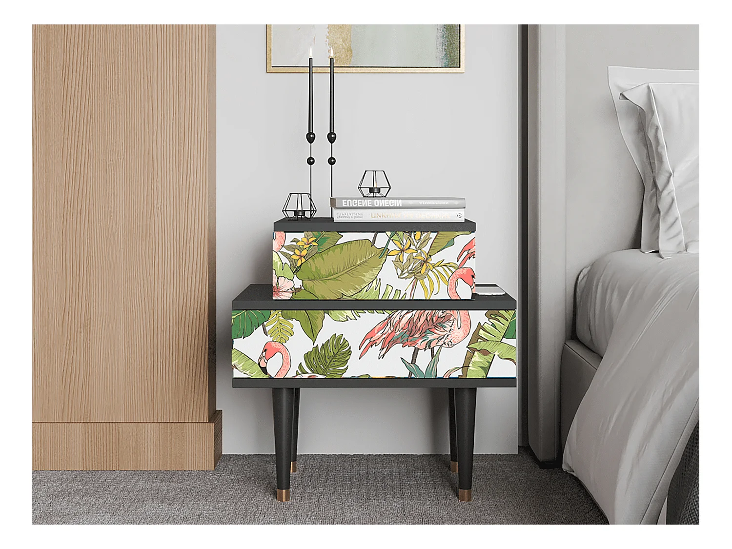 Nachttisch - 58х58х41 cm - NS1 - Sweet Flamingo, Anthrazit
