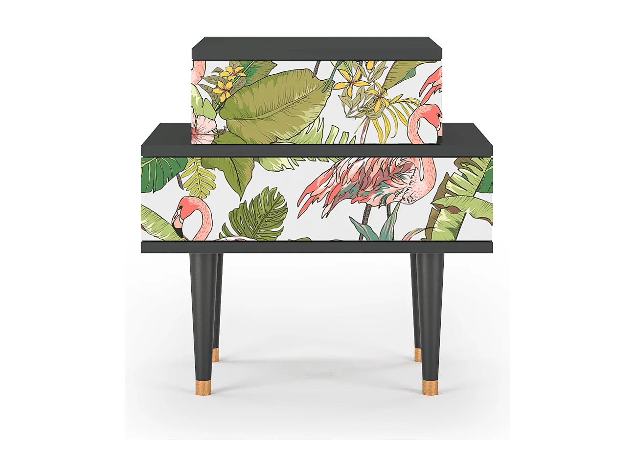 Table de nuit - 58х58х41 cm - NS1 - Sweet Flamingo, Anthracite