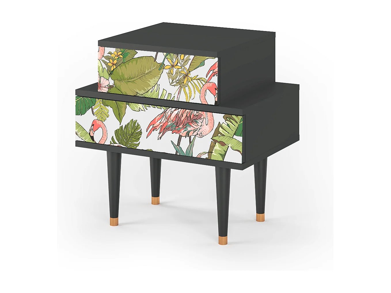 Table de nuit - 58х58х41 cm - NS1 - Sweet Flamingo, Anthracite