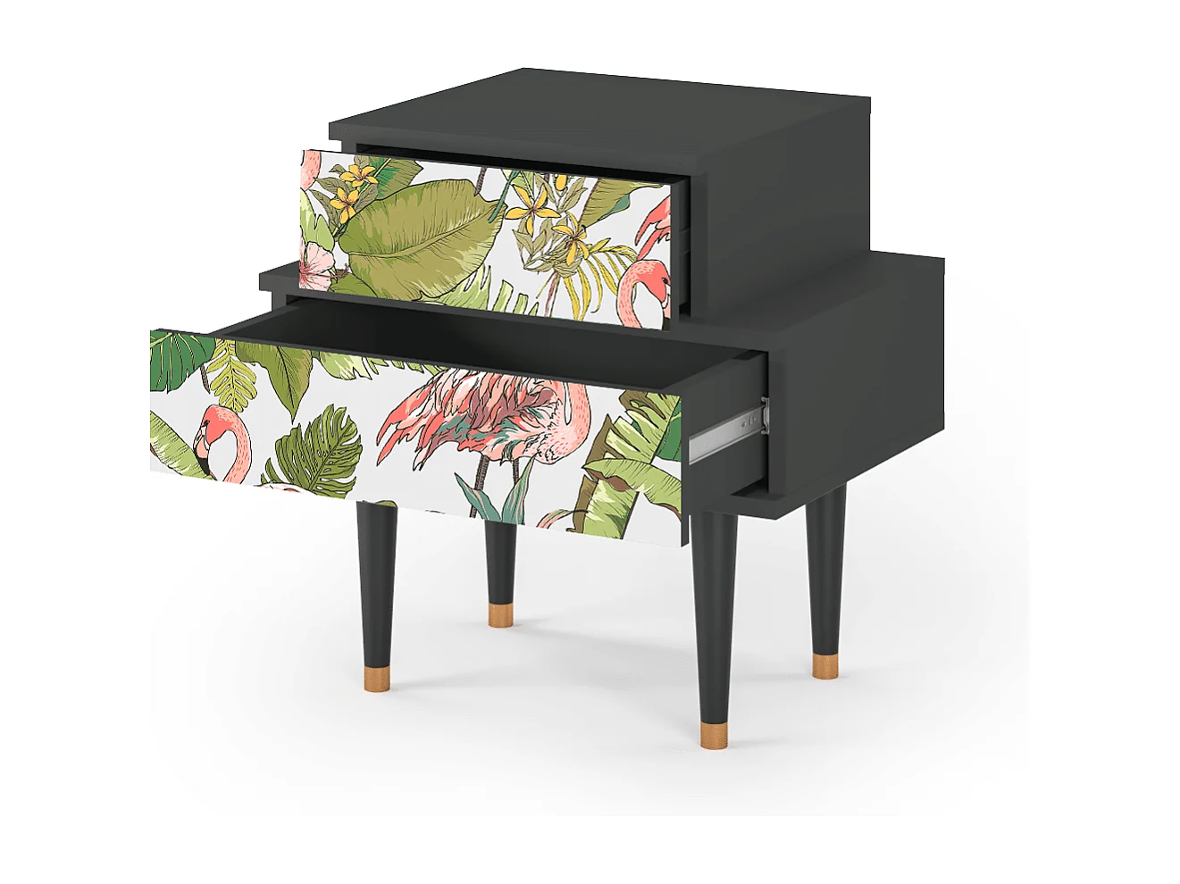 Table de nuit - 58х58х41 cm - NS1 - Sweet Flamingo, Anthracite