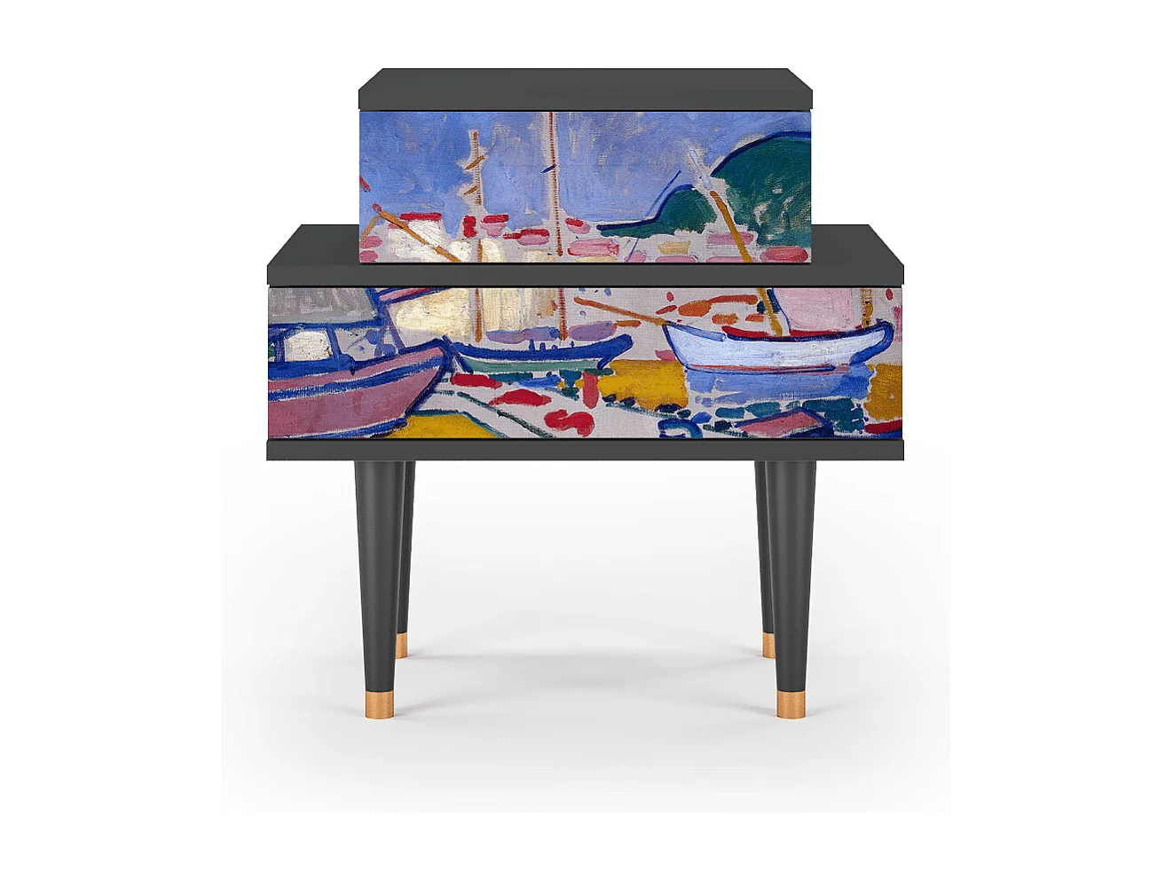 Stolik nocny - 58х58х41 cm - NS1 - The Port of Collioure , Antracyt