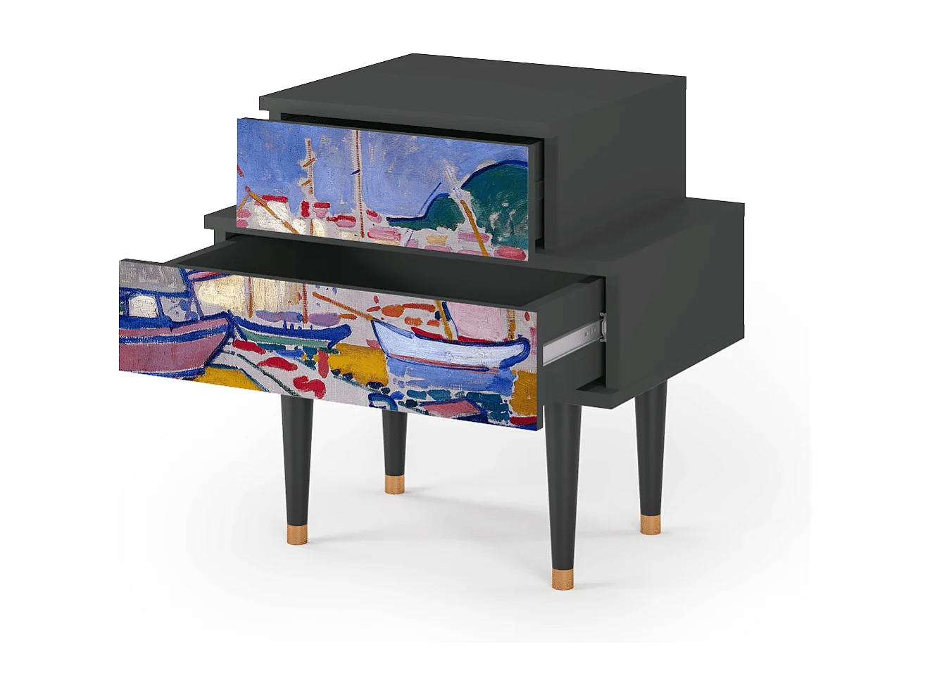 Stolik nocny - 58х58х41 cm - NS1 - The Port of Collioure , Antracyt