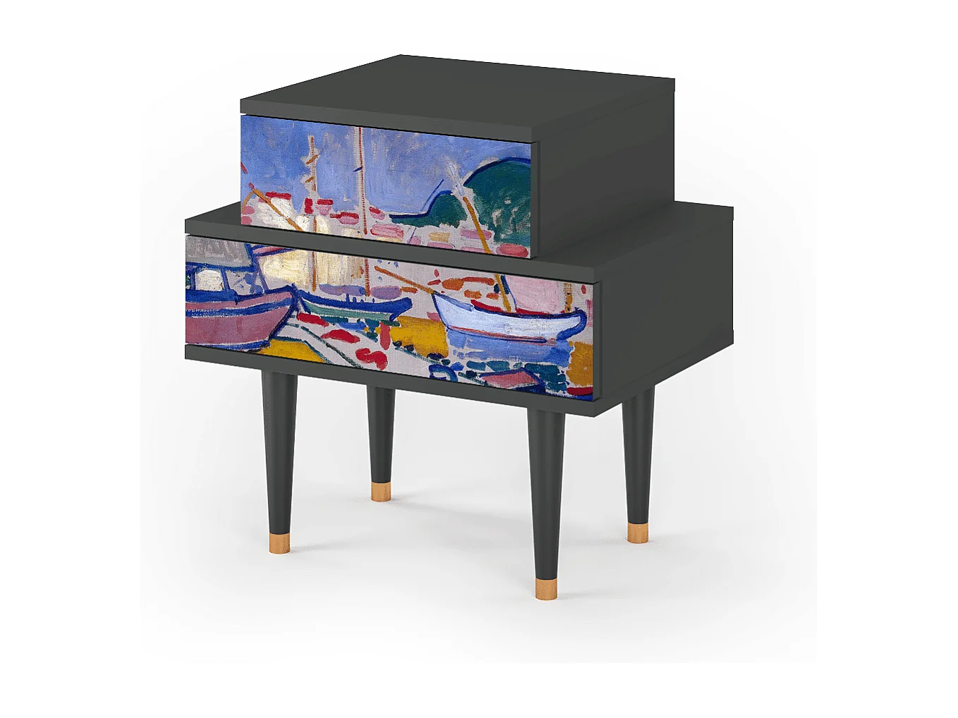 Table de nuit - 58х58х41 cm - NS1 - The Port of Collioure , Anthracite