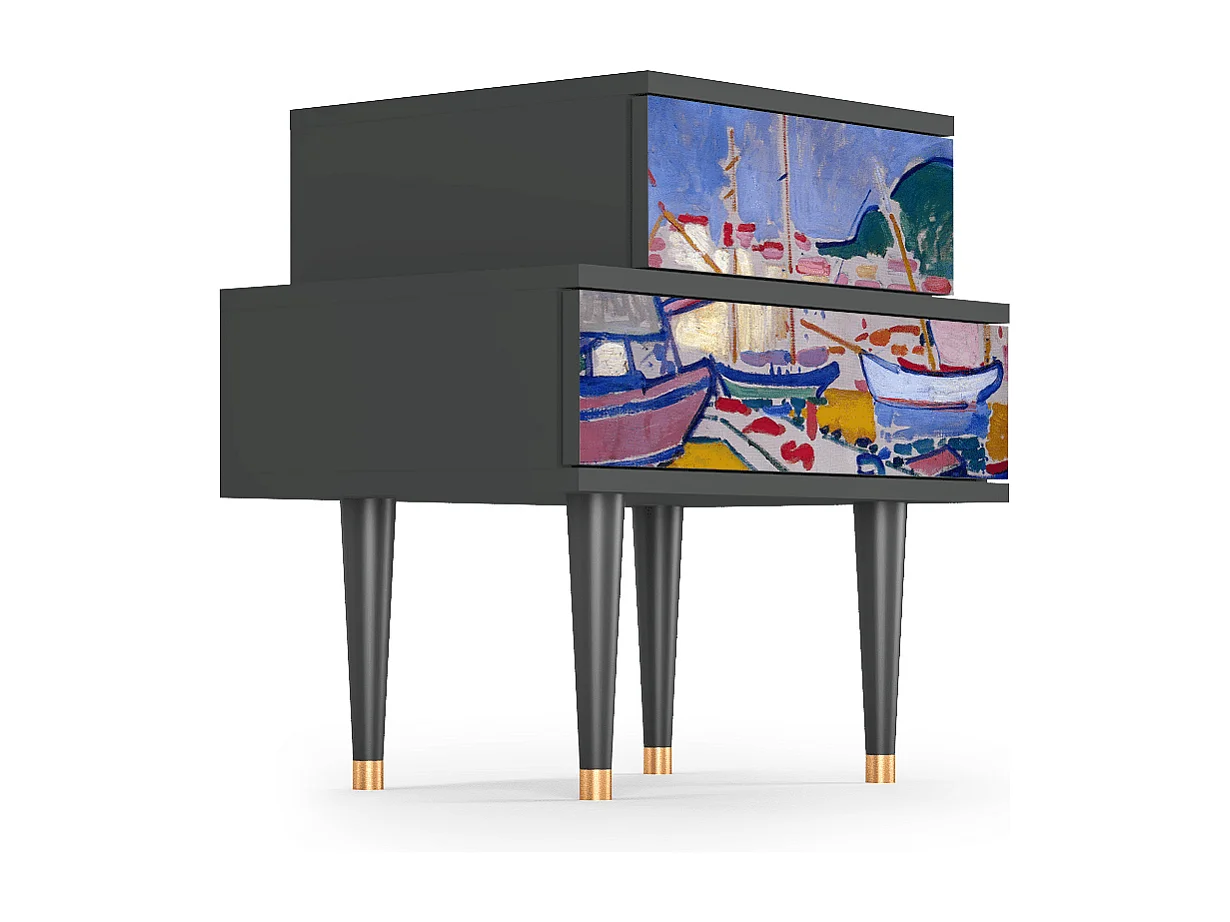 Table de nuit - 58х58х41 cm - NS1 - The Port of Collioure , Anthracite