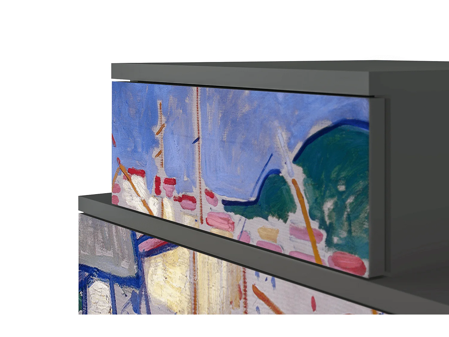 Table de nuit - 58х58х41 cm - NS1 - The Port of Collioure , Anthracite