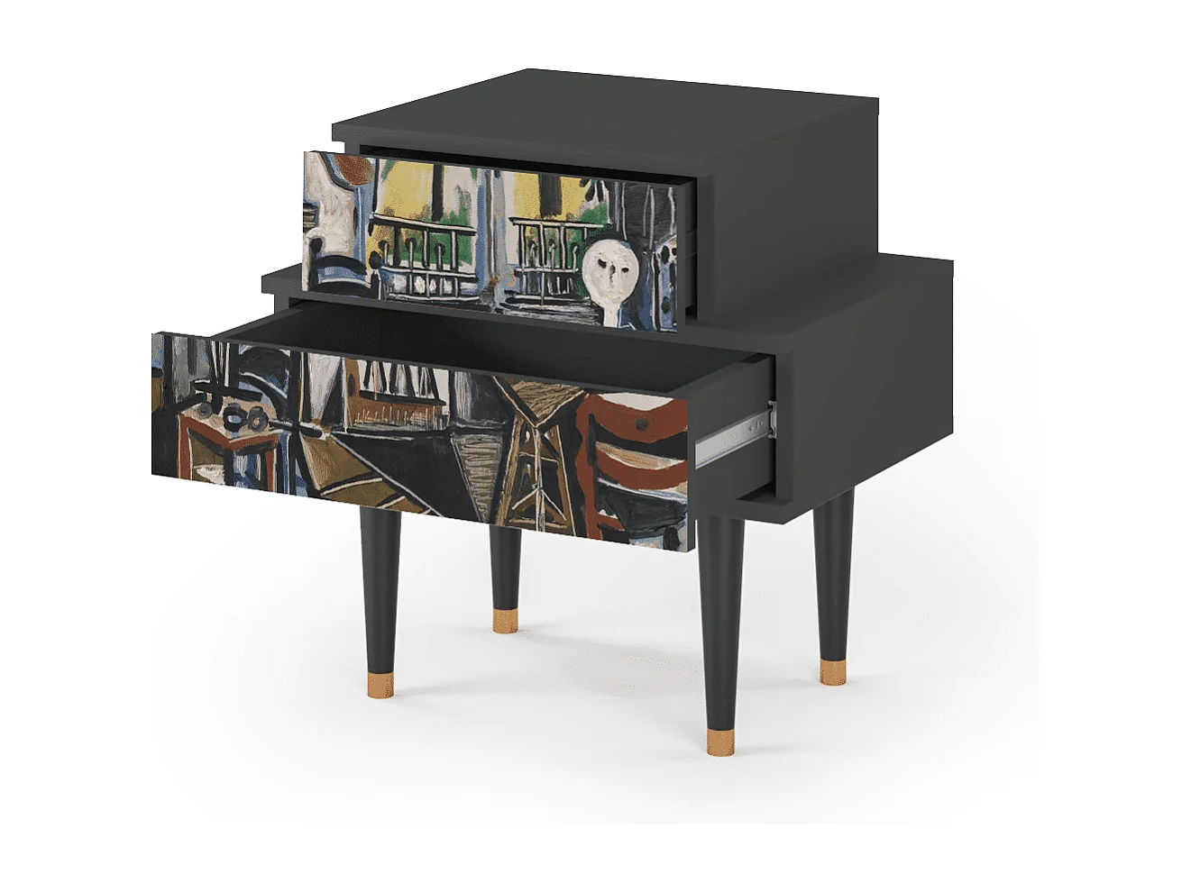 Stolik nocny - 58х58х41 cm - NS1 - The Studio , Antracyt