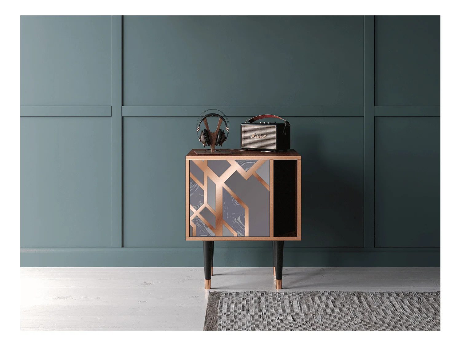 Mesita de noche - 57х69х48 cm - S2 - Taupe Anatomy, Nogal