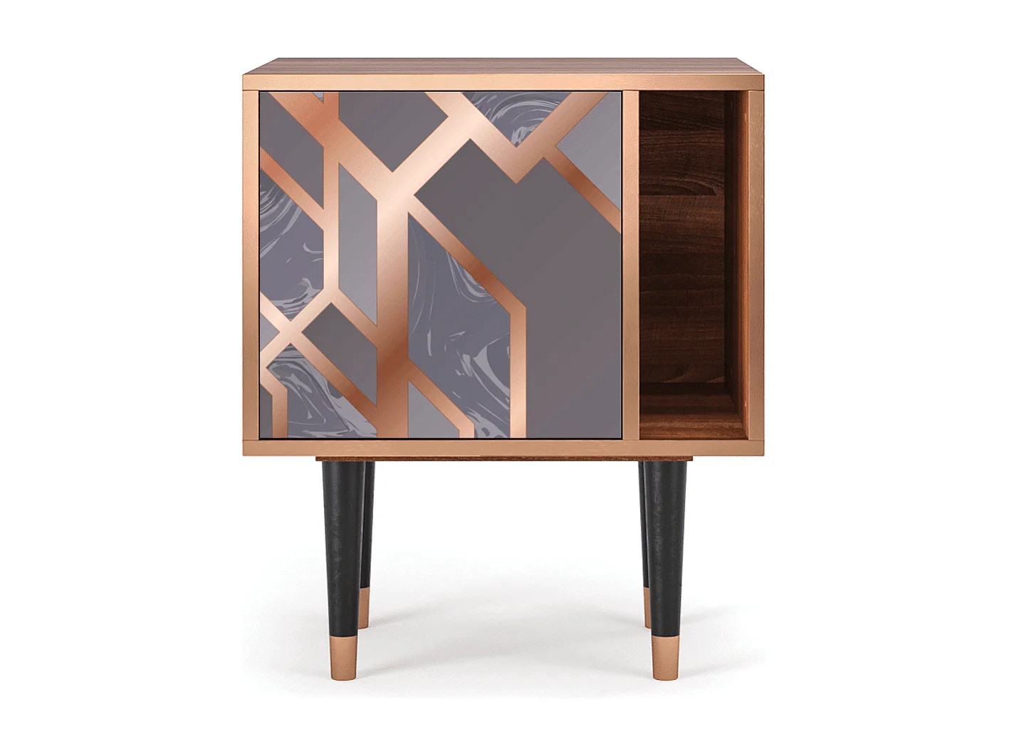 Mesita de noche - 57х69х48 cm - S2 - Taupe Anatomy, Nogal