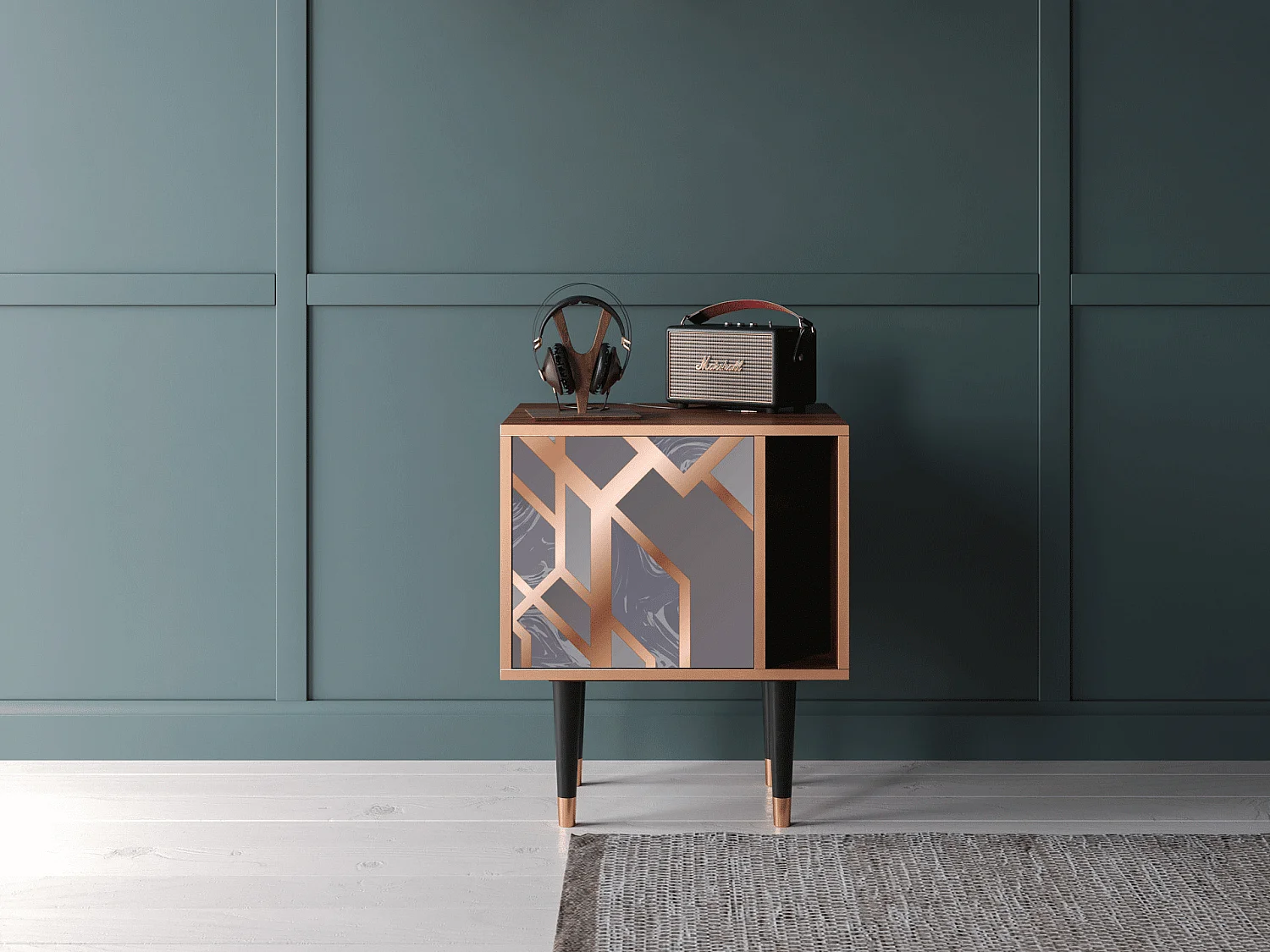 Table de nuit - 57х69х48 cm - S2 - Taupe Anatomy, Noyer