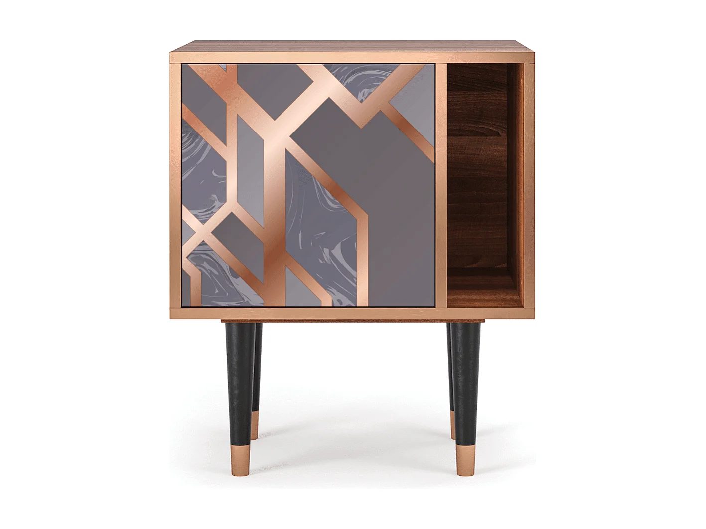 Table de nuit - 57х69х48 cm - S2 - Taupe Anatomy, Noyer