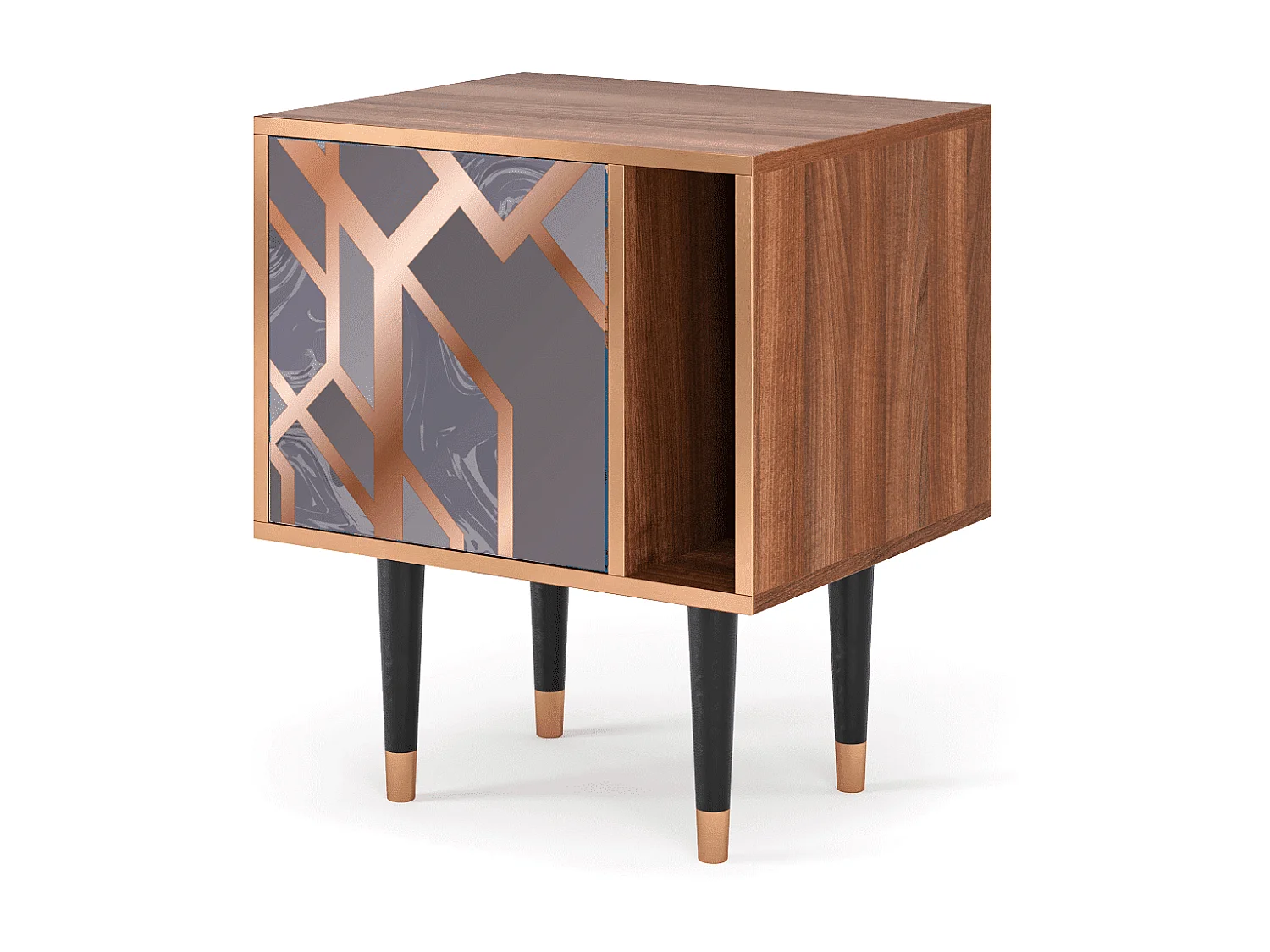 Table de nuit - 57х69х48 cm - S2 - Taupe Anatomy, Noyer