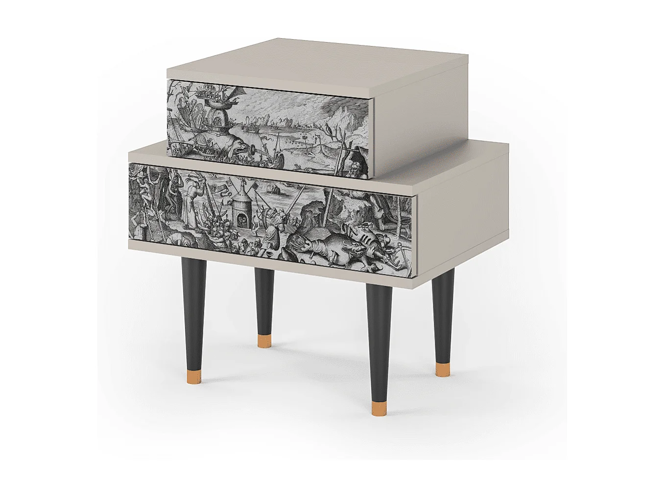 Stolik nocny - 58х58х41 cm - NS1 - The Temptation, Piaskowy