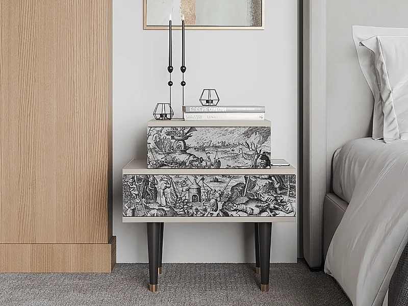 Stolik nocny - 58х58х41 cm - NS1 - The Temptation, Piaskowy