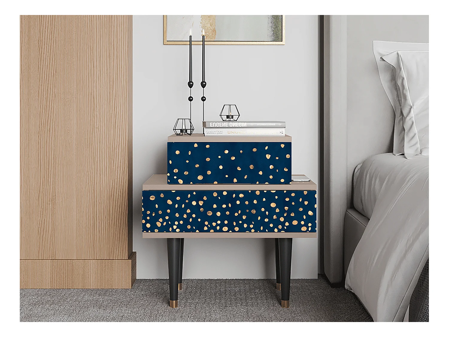 Table de nuit - 58х58х41 cm - NS1 - Night Skies, Latte
