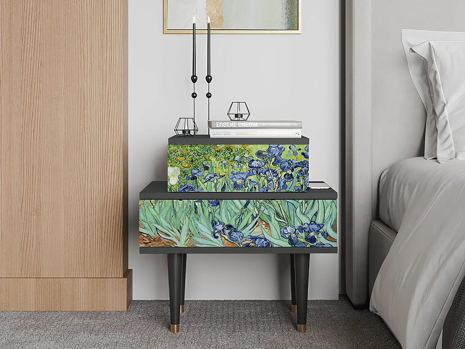 Comodino - 58х58х41 cm - NS1 - Irises , Antracite