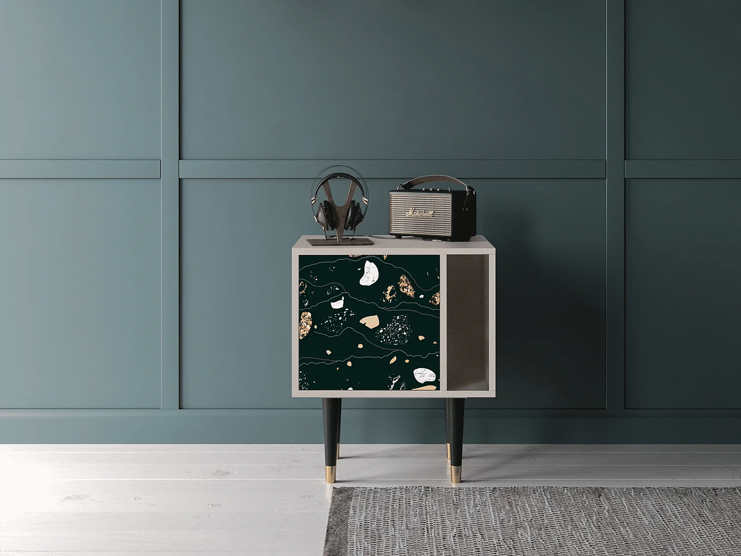 Stolik nocny - 57х69х48 cm - S2 - Space Rocks, Piaskowy