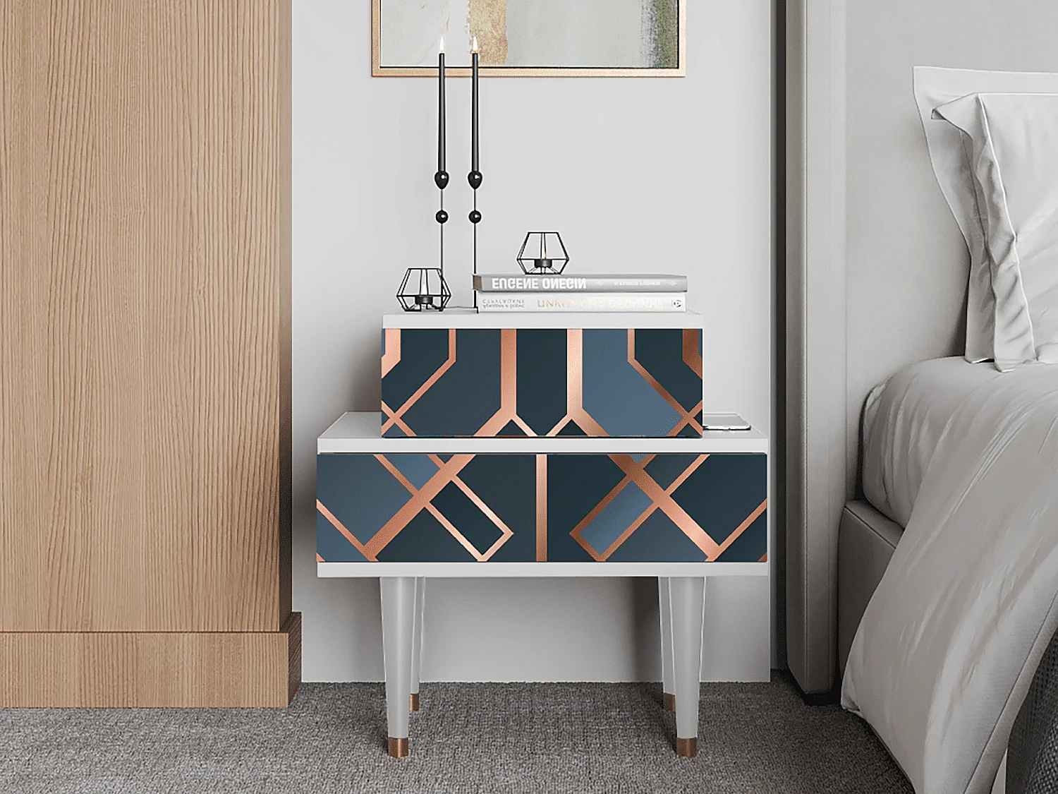 Table de nuit - 58х58х41 cm - NS1 - Ashy 1920', Blanc