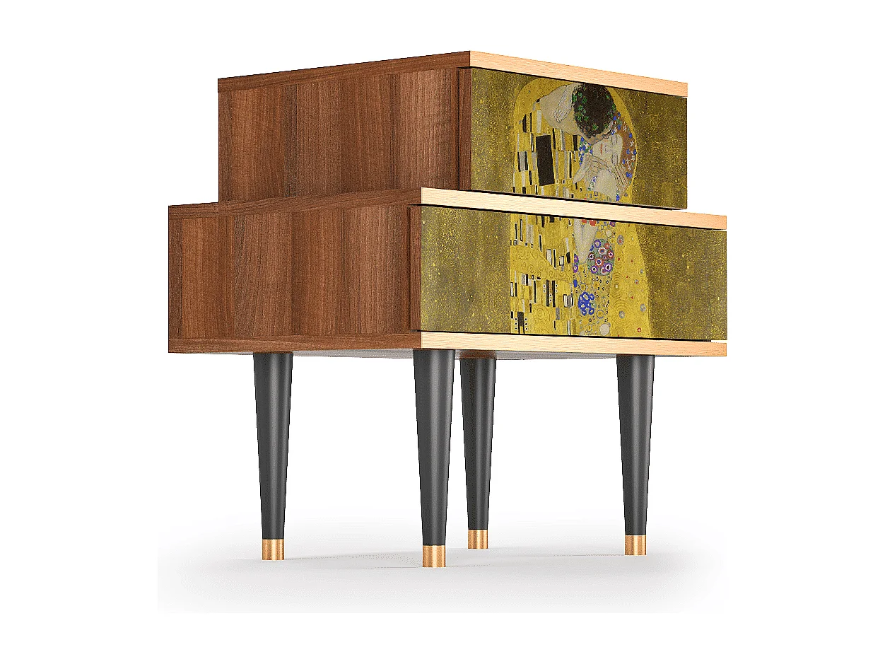 Table de nuit - 58х58х41 cm - NS1 - The Kiss by Klimt , Noyer