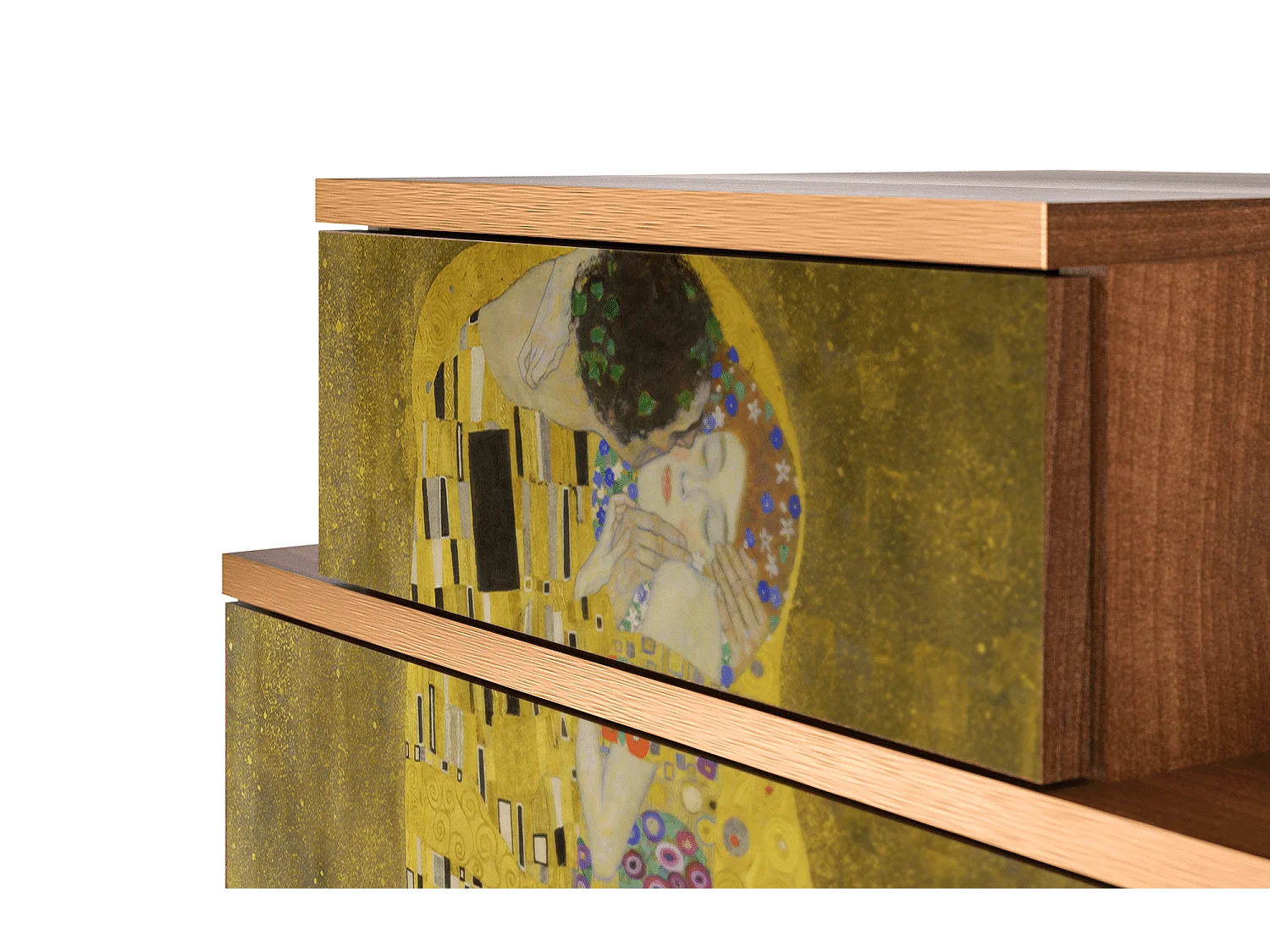 Table de nuit - 58х58х41 cm - NS1 - The Kiss by Klimt , Noyer